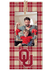 Oklahoma Sooners Plaid Clothespin 6x12 Sign