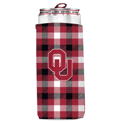 Oklahoma Sooners Plaid Insulated Slim Can Sleeve