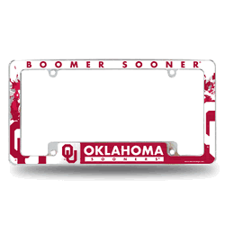 Oklahoma Sooners Primary 12" x 6" Chrome All Over Automotive License Plate Frame for Car/Truck/SUV