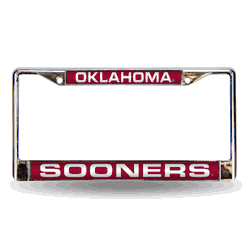 Oklahoma Sooners Red 12" x 6" Laser Cut Chrome Frame