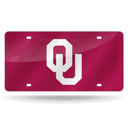 Oklahoma Sooners Red 12" x 6" Laser Cut Tag For Car/Truck/SUV