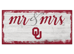 Oklahoma Sooners Script Mr & Mrs 6x12 Sign