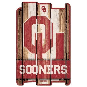 Oklahoma Sooners Sign 11x17 Wood Fence Style