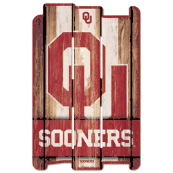 Oklahoma Sooners Sign 11x17 Wood Fence Style