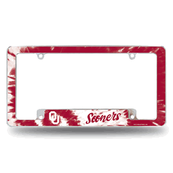 Oklahoma Sooners Tie Dye 12" x 6" Chrome All Over Automotive License Plate Frame