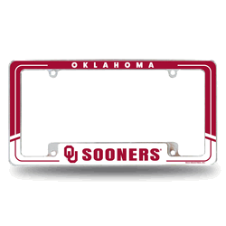 Oklahoma Sooners Two-Tone 12" x 6" Chrome All Over Automotive License Plate Frame