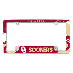 Oklahoma Sooners Wave 12" x 6" Chrome All Over Automotive License Plate Frame