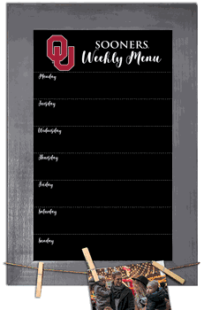 Oklahoma Sooners Weekly Chalkboard with frame & clothespins 11x19 Sign