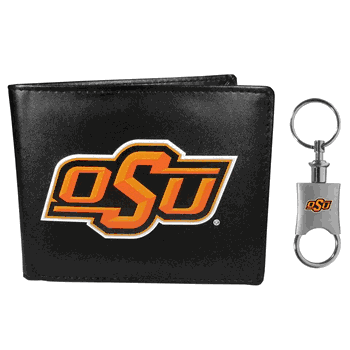 Oklahoma St. Cowboys Bi-fold Wallet & Valet Key Chain
