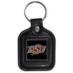 Oklahoma St. Cowboys Square Leatherette Key Chain