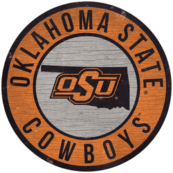Oklahoma State Cowboys 12 in. Circle w/ State Sign