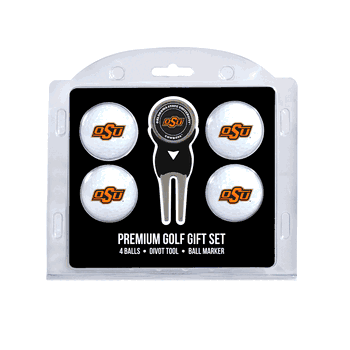 Oklahoma State Cowboys 4 Ball Gift Set + Divot Tool & Marker
