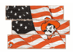 Oklahoma State Cowboys American Flag 3 Plank