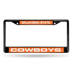 Oklahoma State Cowboys Black 12" x 6" Black Laser Cut Chrome Frame