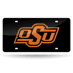 Oklahoma State Cowboys Black 12" x 6" Laser Cut Tag For Car/Truck/SUV