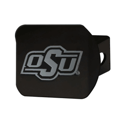 Oklahoma State Cowboys Black Metal Hitch Cover with Metal Chrome 3D Emblem