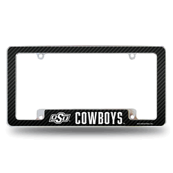 Oklahoma State Cowboys Carbon Fiber 12" x 6" Chrome All Over Automotive License Plate Frame