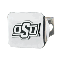Oklahoma State Cowboys Chrome Metal Hitch Cover with Chrome Metal 3D Emblem