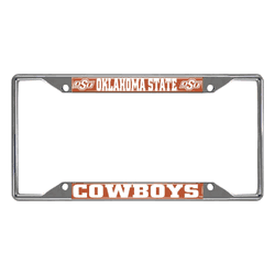 Oklahoma State Cowboys Chrome Metal License Plate Frame, 6.25in x 12.25in