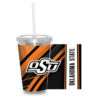 Oklahoma State Cowboys Clear Tumbler W/Straw
