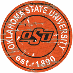 Oklahoma State Cowboys Distressed Round Sign