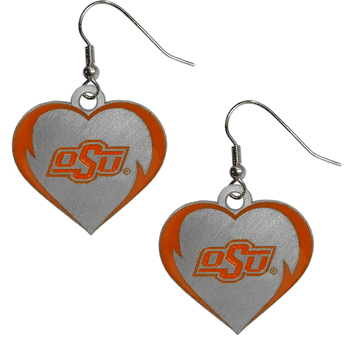 Oklahoma State Cowboys Heart Dangle Earrings
