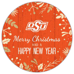 Oklahoma State Cowboys Merry Christmas & New Year 12in Circle