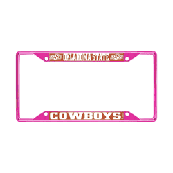 Oklahoma State Cowboys Pink Metal License Plate Frame - 6.25"x12.25"