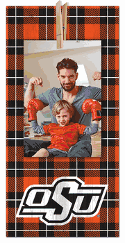 Oklahoma State Cowboys Plaid Clothespin 6x12 Sign
