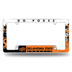 Oklahoma State Cowboys Primary 12" x 6" Chrome All Over Automotive License Plate Frame for Car/Truck/SUV