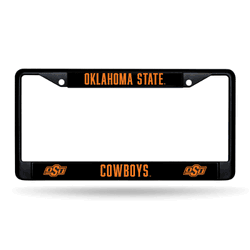 Oklahoma State Cowboys Primary Black Chrome Frame with Plastic Inserts 12" x 6" Car/Truck Auto Accessory