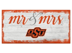 Oklahoma State Cowboys Script Mr & Mrs 6x12 Sign