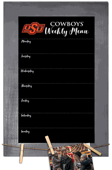 Oklahoma State Cowboys Weekly Chalkboard with frame & clothespins 11x19 Sign