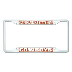 Oklahoma State White Metal License Plate Frame - 6.25"x12.25"