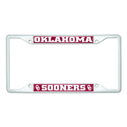 Oklahoma White Metal License Plate Frame - 6.25"x12.25"