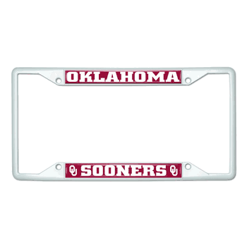 Oklahoma White Metal License Plate Frame - 6.25