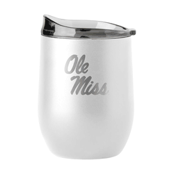 Ole Miss 16oz White Etch Powder Coat Curved Bev