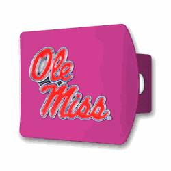 Ole Miss Pink Metal Hitch Cover with  3D Color Emblem