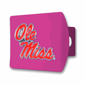 Ole Miss Pink Metal Hitch Cover with  3D Color Emblem