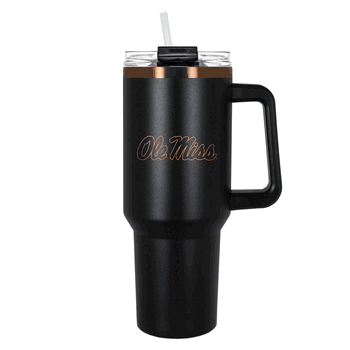 Ole Miss Rebels 40oz Black and Copper Colossus Travel Mug with Straw