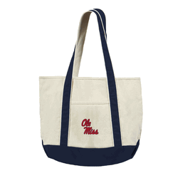 Ole Miss Rebels NCAA Logo Canvas Tote with Colored Strap 21x15 inches