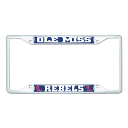 Ole Miss White Metal License Plate Frame - 6.25"x12.25"