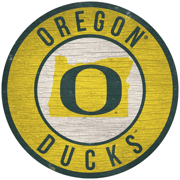 Oregon Ducks 12 in. Circle w/ State Sign