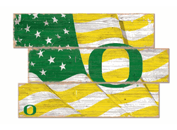 Oregon Ducks American Flag 3 Plank