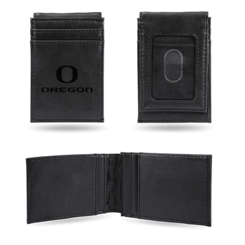 Oregon Ducks Black Laser Engraved Front Pocket Wallet