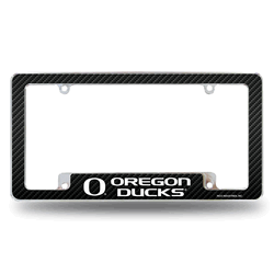 Oregon Ducks Carbon Fiber 12" x 6" Chrome All Over Automotive License Plate Frame