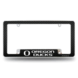 Oregon Ducks Carbon Fiber 12" x 6" Chrome All Over Automotive License Plate Frame for Car/Truck/SUV