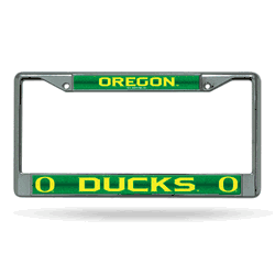 Oregon Ducks Classic 12" x 6" Silver Bling Chrome Car/Truck/SUV Auto Accessory