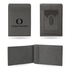 Oregon Ducks Gray Laser Engraved Front Pocket Wallet