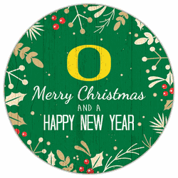 Oregon Ducks Merry Christmas & New Year 12in Circle